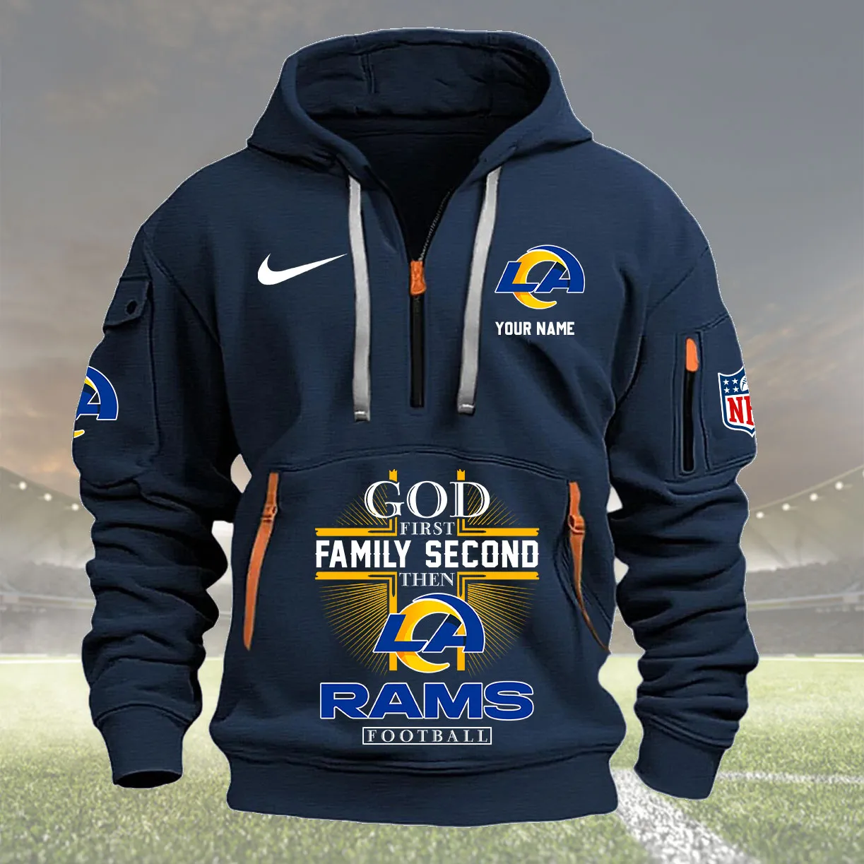 Los Angeles Rams Personalized Heavy Hoodie Quarter Zip Hoodie New Collection