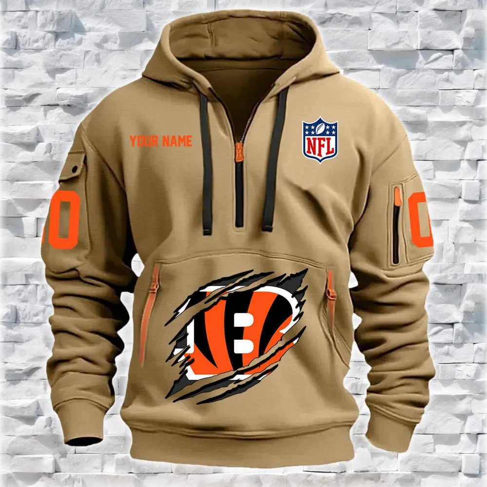 Cincinnati Bengals New Personalized Heavy Hoodie Quarter Zip Hoodie For Men And Women