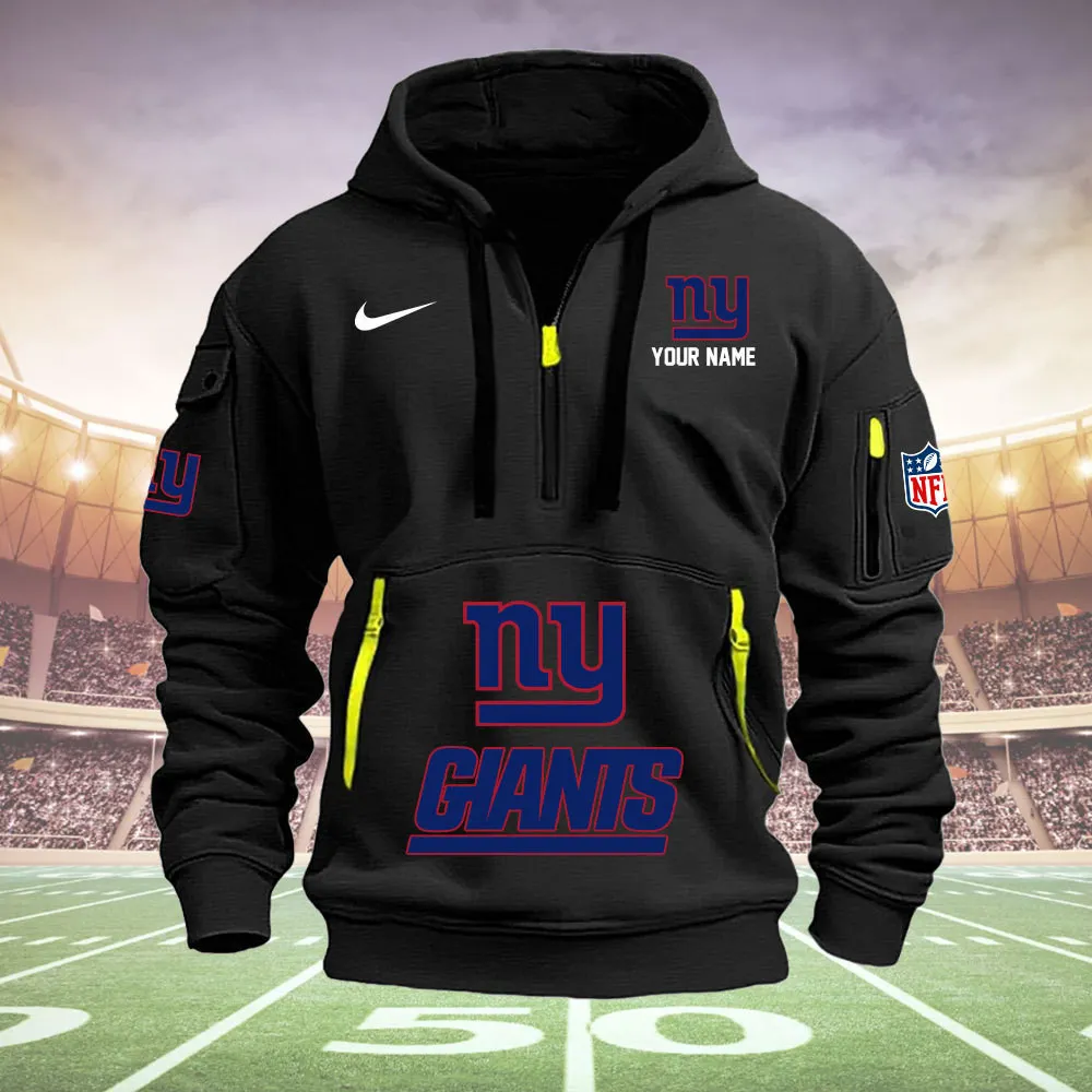 New York Giants New Personalized Heavy Hoodie Quarter Zip Hoodie For Fans