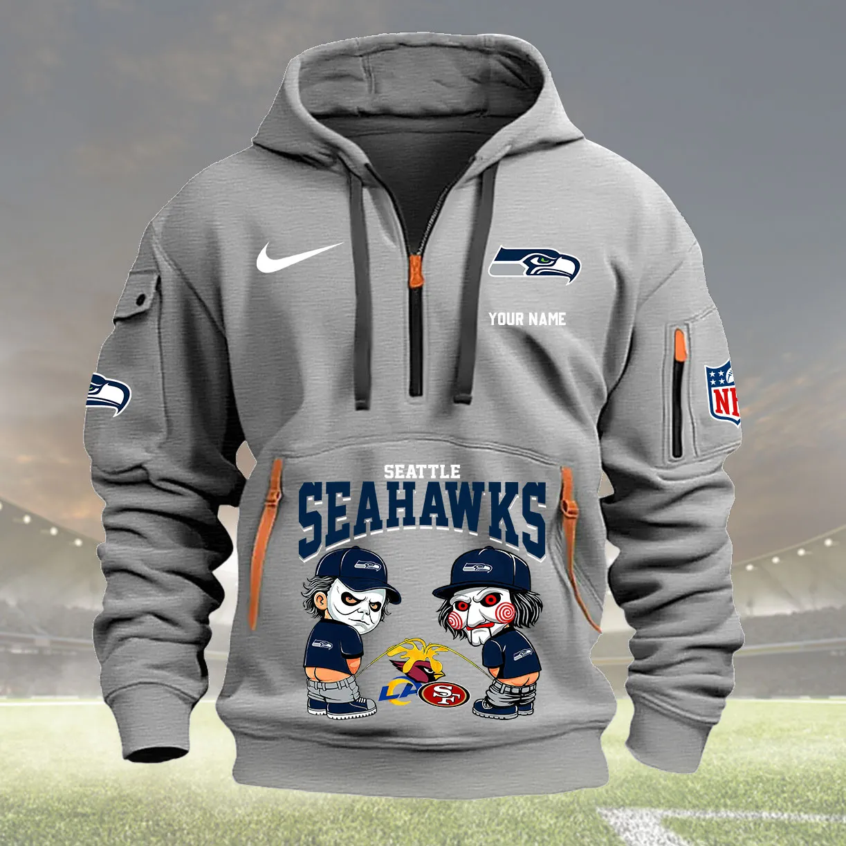 Seattle Seahawks Personalized Heavy Hoodie Quarter Zip Hoodie New Collection