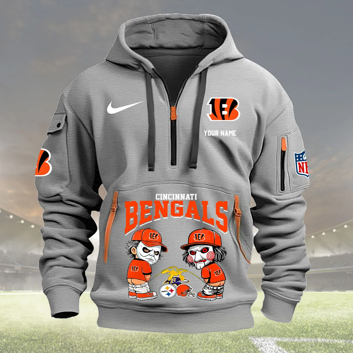 Cincinnati Bengals Personalized Heavy Hoodie Quarter Zip Hoodie New Collection