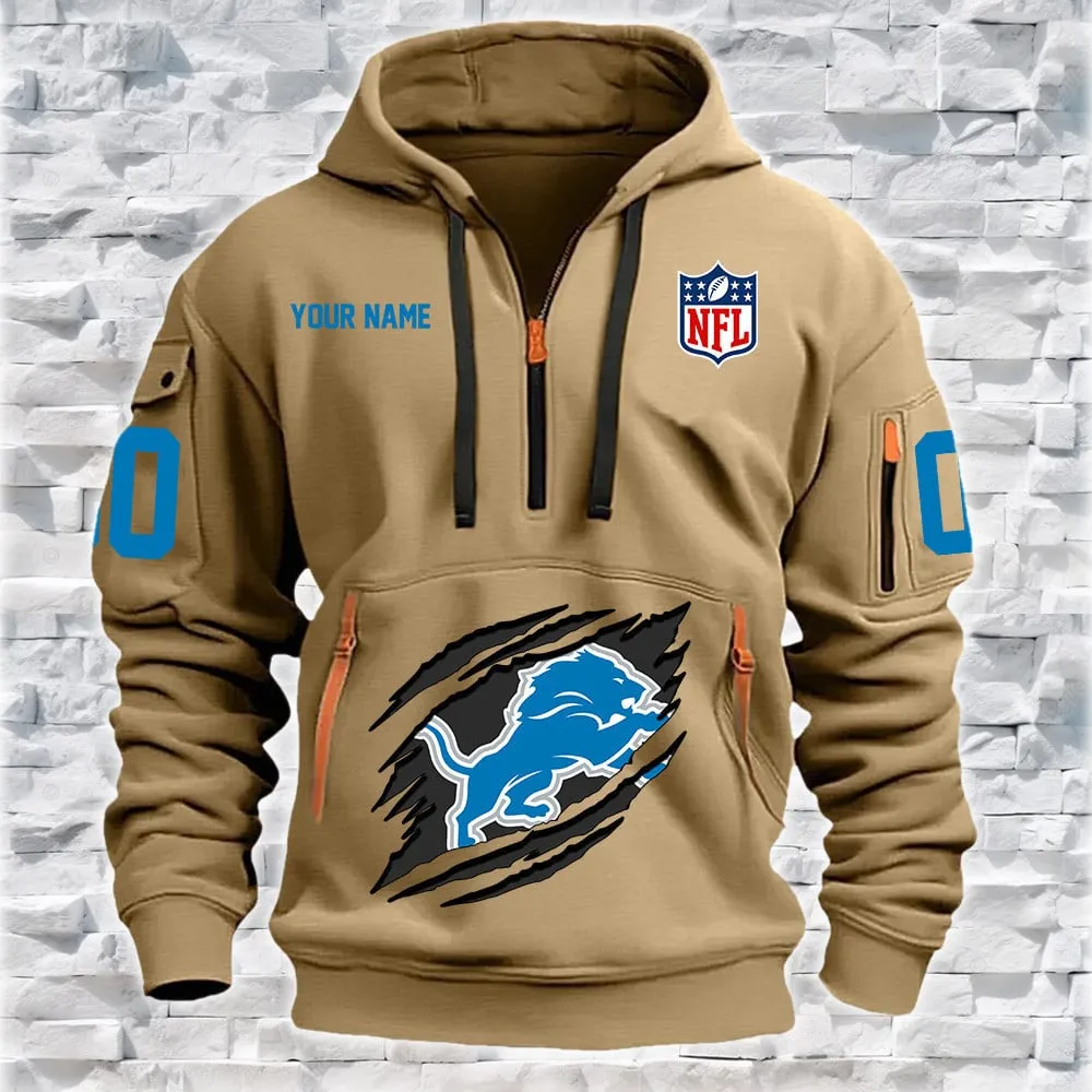 Detroit Lions New Personalized Heavy Hoodie Quarter Zip Hoodie For Men And Women