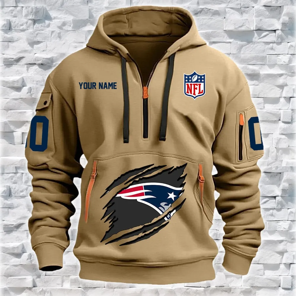 New England Patriots New Personalized Heavy Hoodie Quarter Zip Hoodie For Men And Women