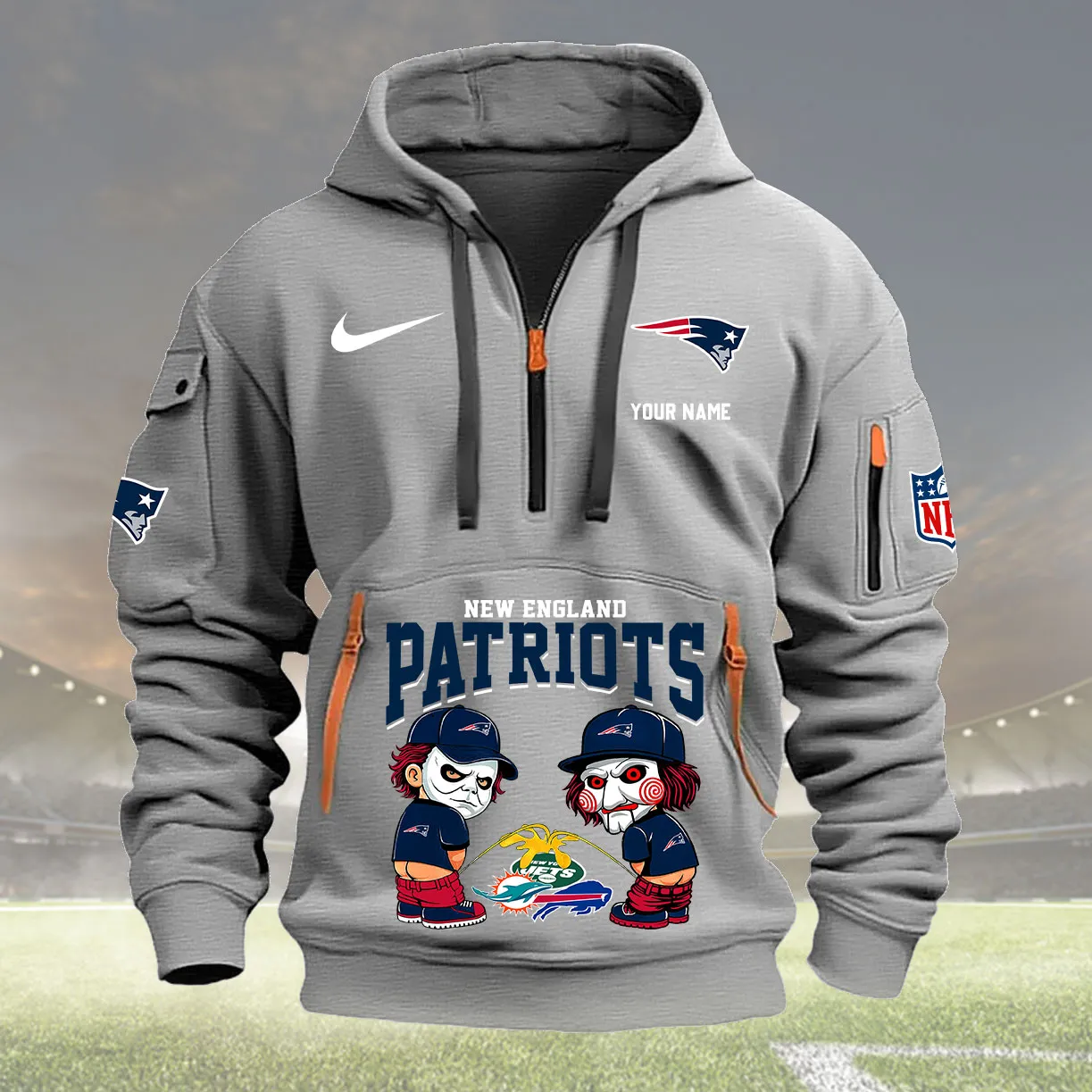 New England Patriots Personalized Heavy Hoodie Quarter Zip Hoodie New Collection