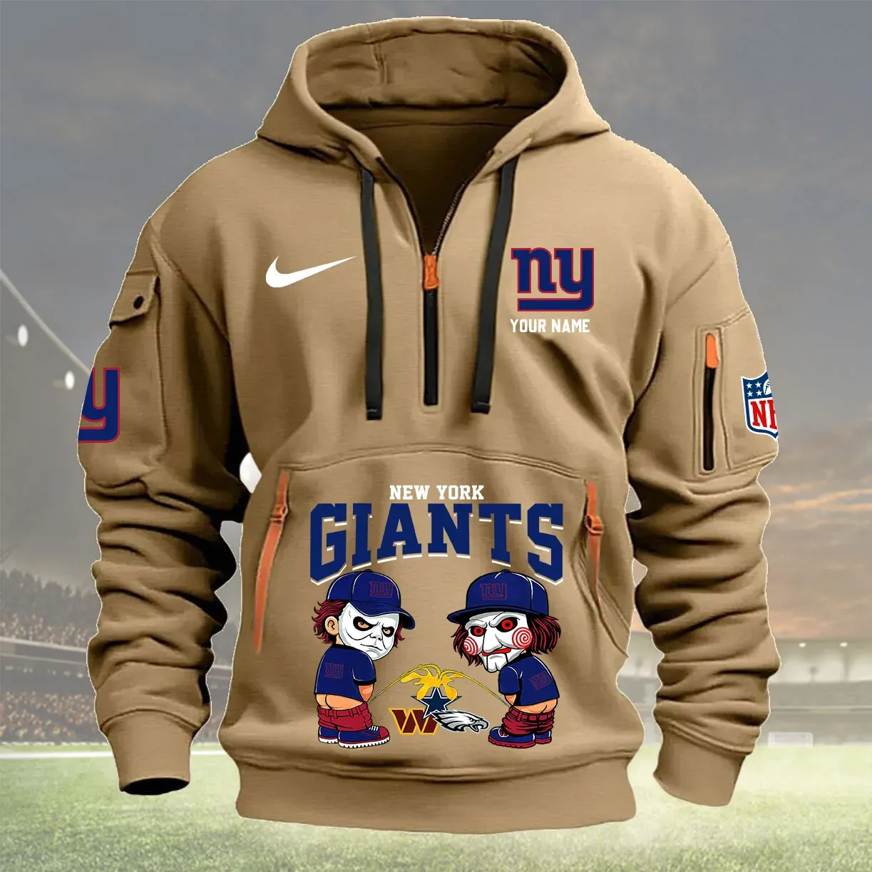 New York Giants Personalized Heavy Hoodie Quarter Zip Hoodie New Collection