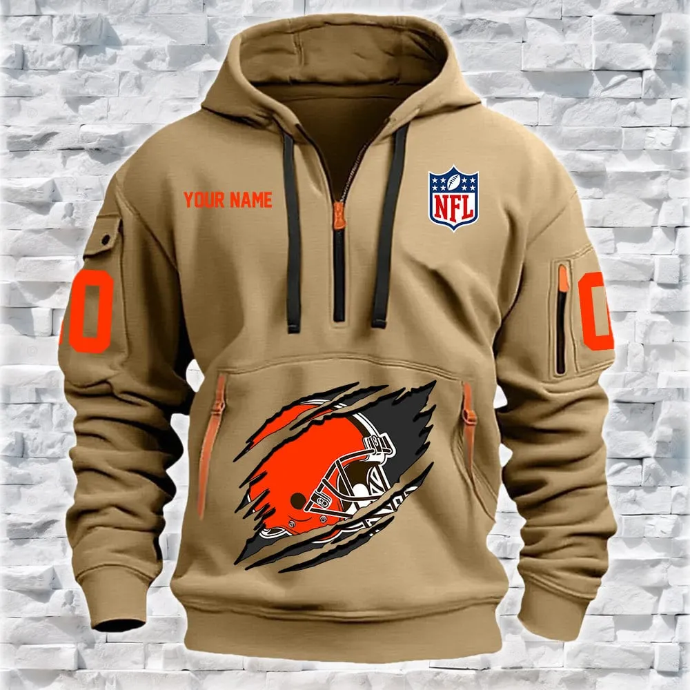Cleveland Browns New Personalized Heavy Hoodie Quarter Zip Hoodie For Men And Women