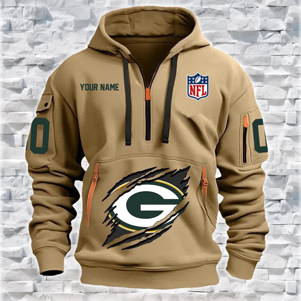 Green Bay Packers New Personalized Heavy Hoodie Quarter Zip Hoodie For Men And Women