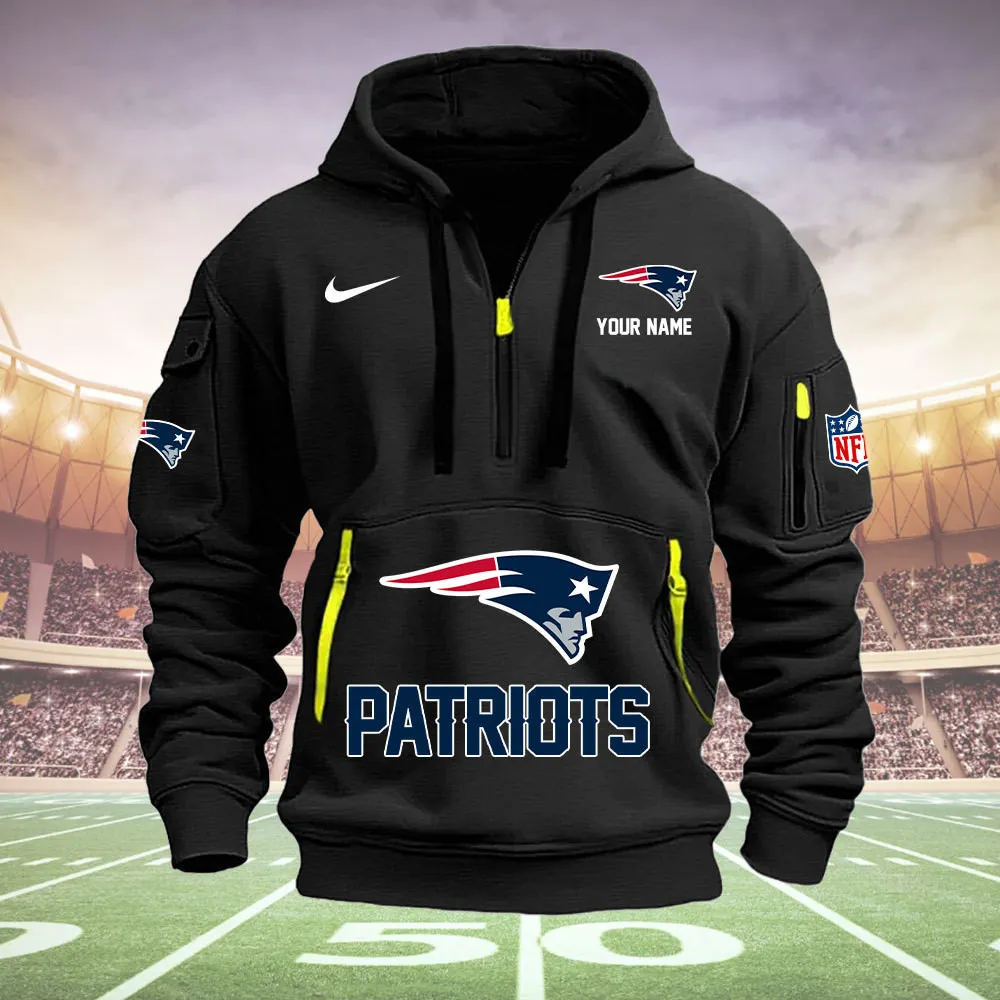 New England Patriots New Personalized Heavy Hoodie Quarter Zip Hoodie For Fans