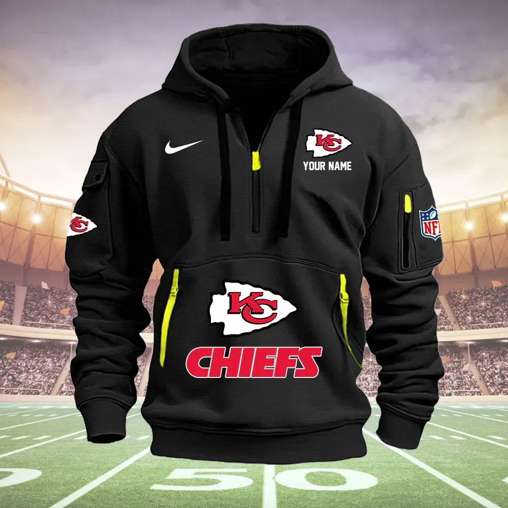 Kansas City Chiefs New Personalized Heavy Hoodie Quarter Zip Hoodie For Fans