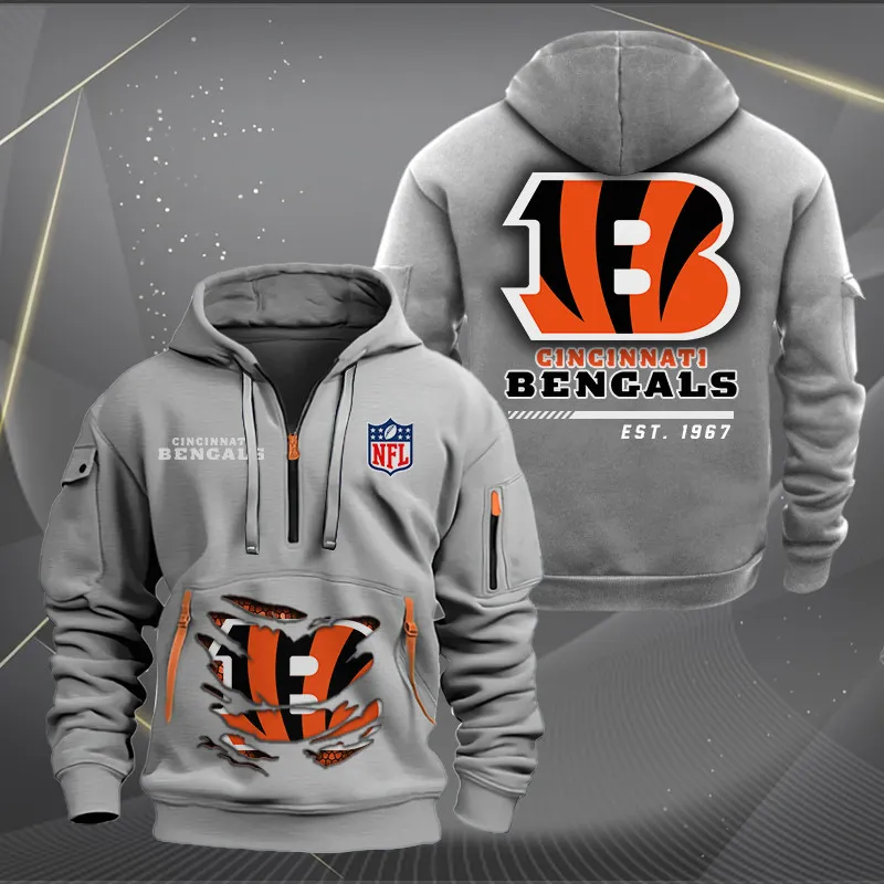 Cincinnati Bengals New Customized Heavy Hoodie Quarter Zip Hoodie Limited Edition