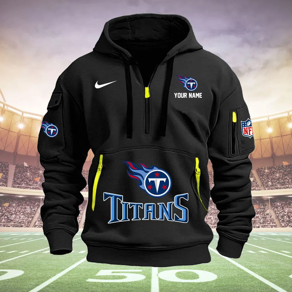 Tennessee Titans New Personalized Heavy Hoodie Quarter Zip Hoodie For Fans