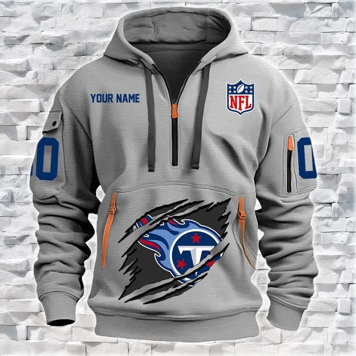 Tennessee Titans New Personalized Heavy Hoodie Quarter Zip Hoodie For Fan