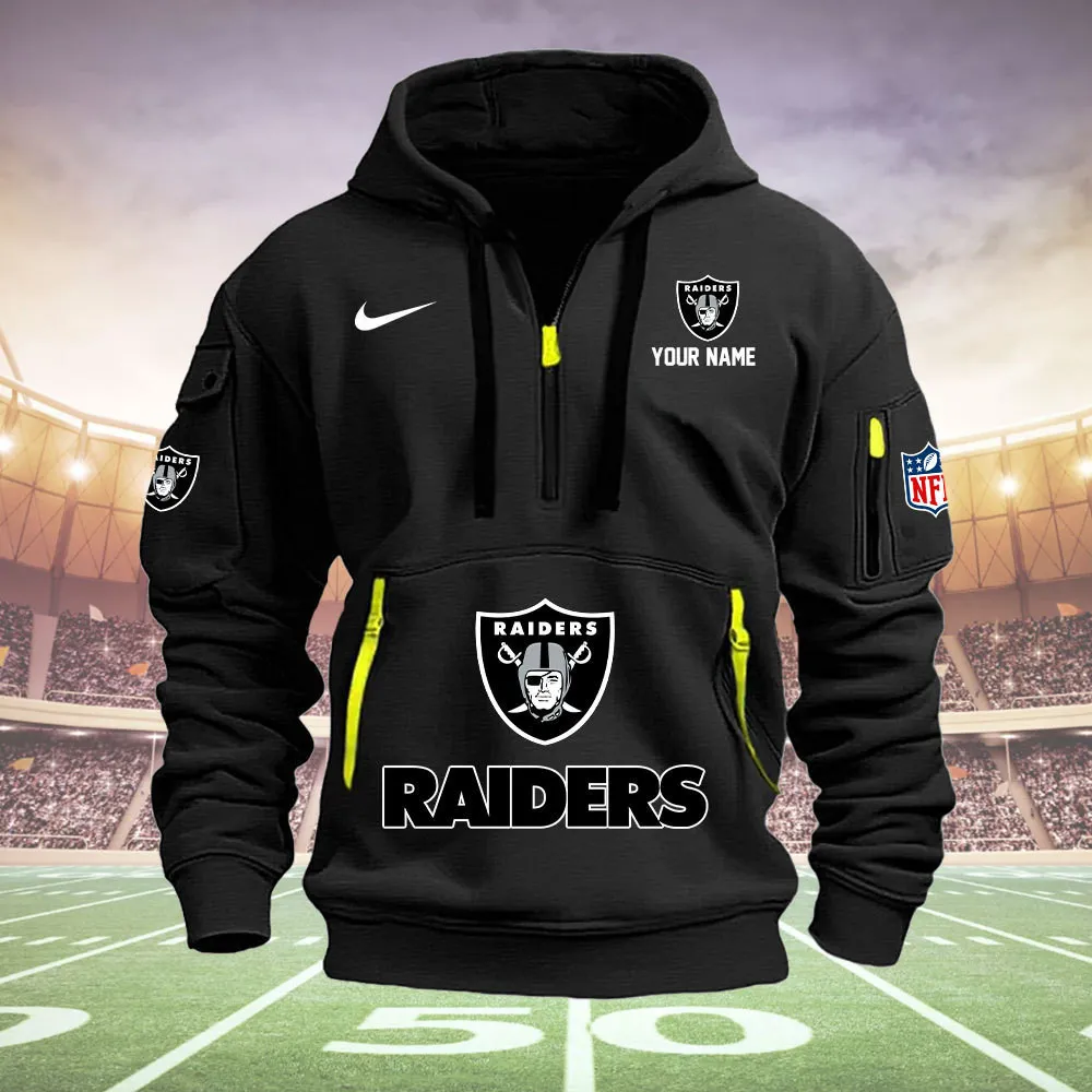 Las Vegas Raiders New Personalized Heavy Hoodie Quarter Zip Hoodie For Fans