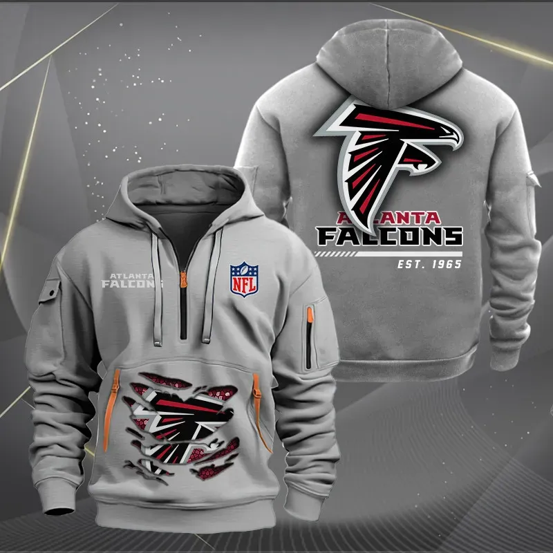 Atlanta Falcons New Personalized Heavy Hoodie Quarter Zip Hoodie