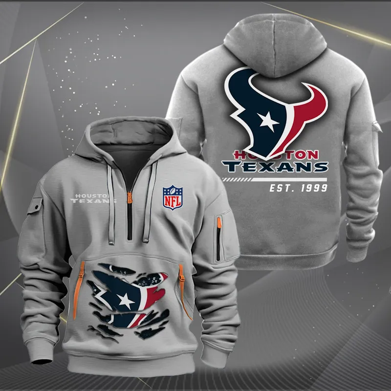 Houston Texans New Customized Heavy Hoodie Quarter Zip Hoodie Limited Edition