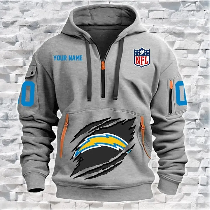 Los Angeles Chargers New Personalized Heavy Hoodie Quarter Zip Hoodie Limited Edition