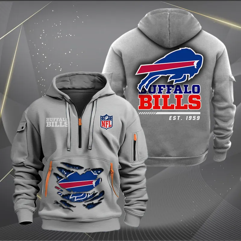 Buffalo Bills New Personalized Heavy Hoodie Quarter Zip Hoodie