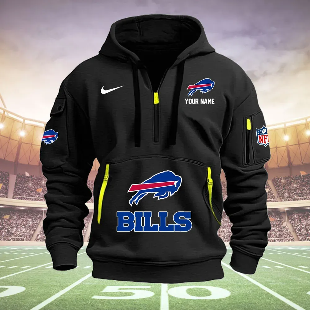 Buffalo Bills New Personalized Heavy Hoodie Quarter Zip Hoodie For Fans