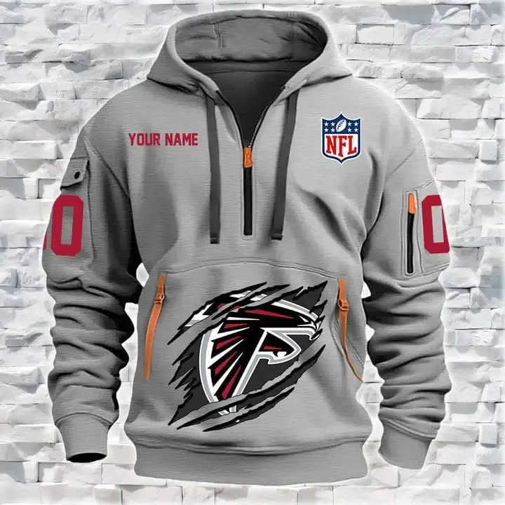 Atlanta Falcons New Personalized Heavy Hoodie Quarter Zip Hoodie For Sport Fans