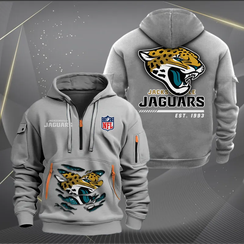 Jacksonville Jaguars New Customized Heavy Hoodie Quarter Zip Hoodie Limited Edition