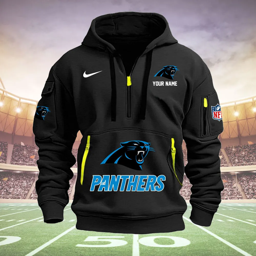Carolina Panthers New Personalized Heavy Hoodie Quarter Zip Hoodie For Fans