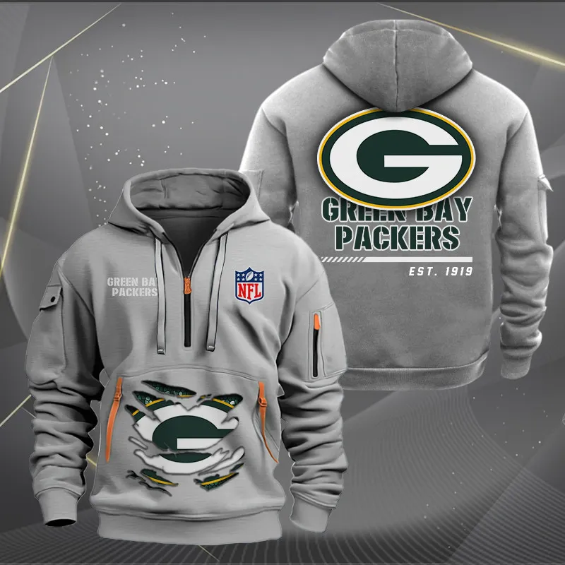 Green Bay Packers Nfl Heavy Hoodie Quarter Zip Hoodie Limited Edition