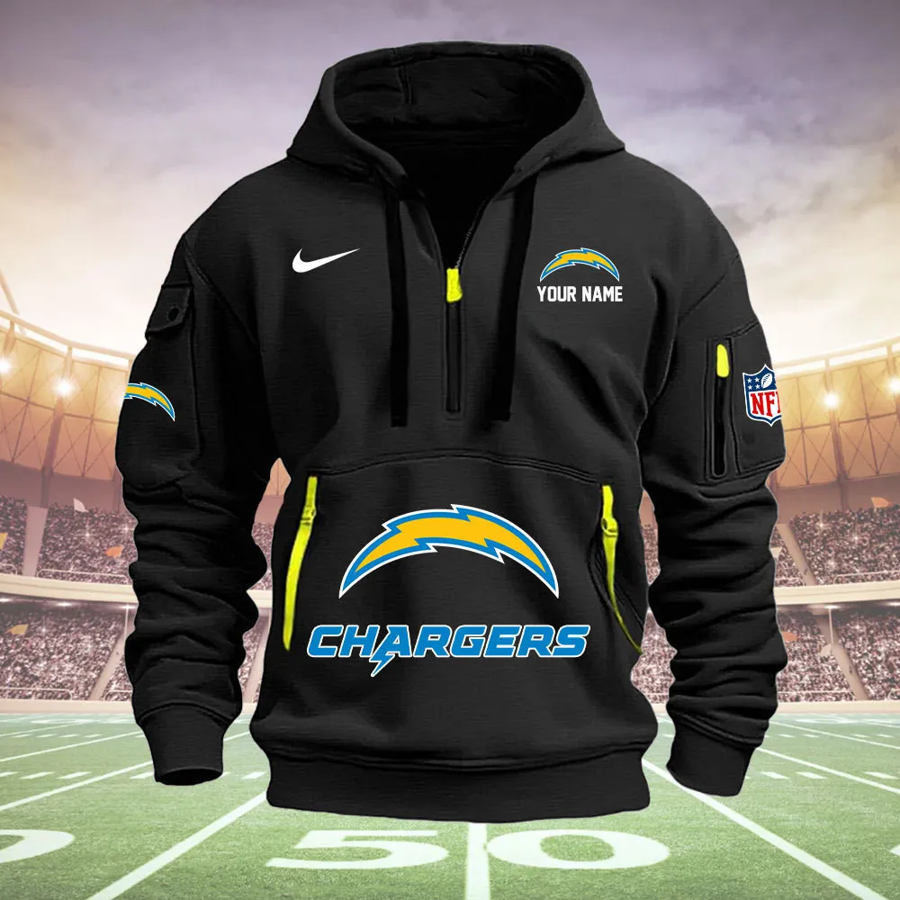 Los Angeles Chargers New Personalized Heavy Hoodie Quarter Zip Hoodie For Fans