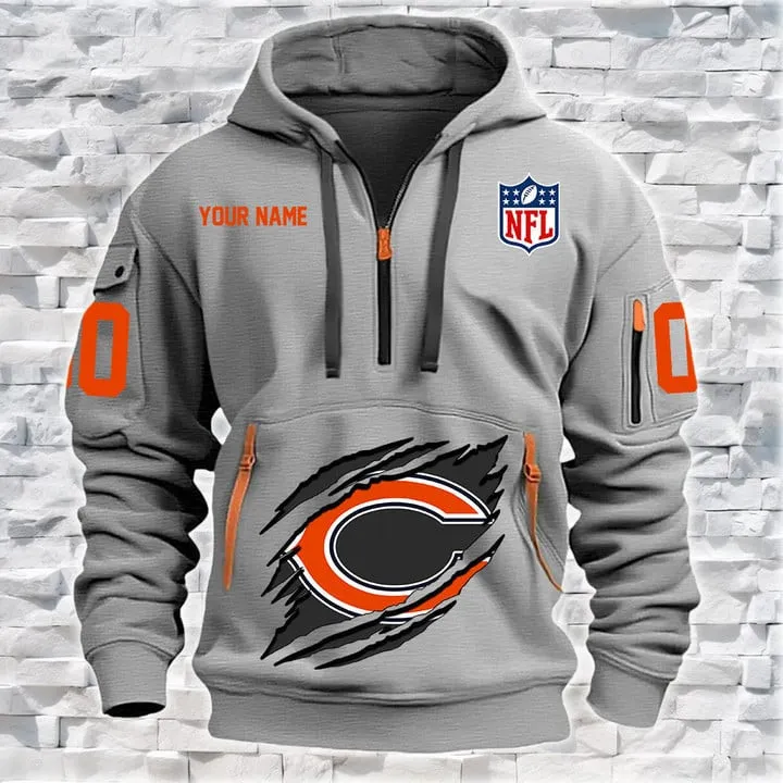 Chicago Bears New Personalized Heavy Hoodie Quarter Zip Hoodie