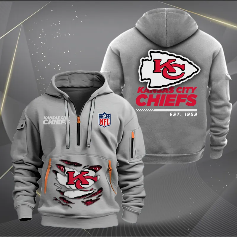 Kansas City Chiefs New Customized Heavy Limited Edition Quarter Zip Hoodie