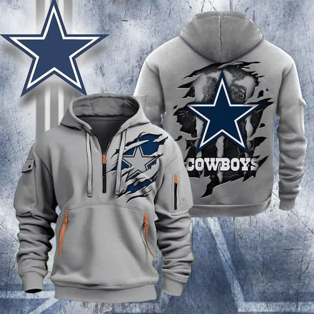 Dallas Cowboys New Personalized Heavy Hoodie Quarter Zip Hoodie For Fan