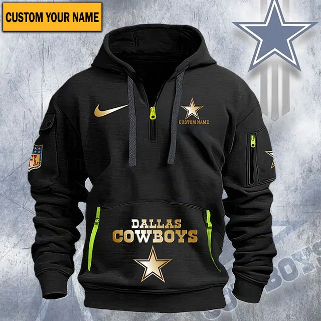 Dallas Cowboys New Personalized Heavy Hoodie Quarter Zip Hoodie