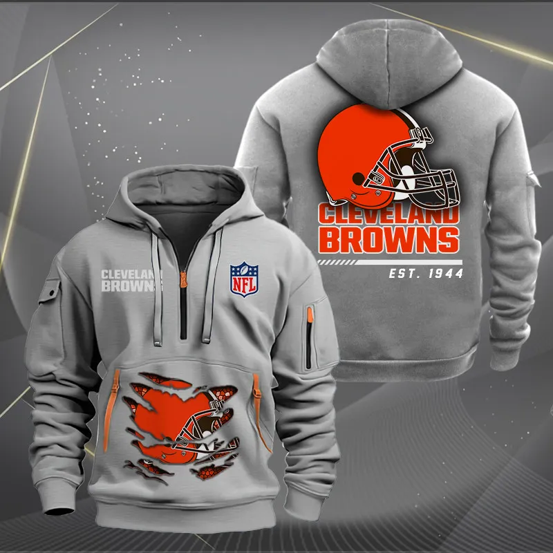 Cleveland Browns New Customized Heavy Hoodie Quarter Zip Hoodie Limited Edition