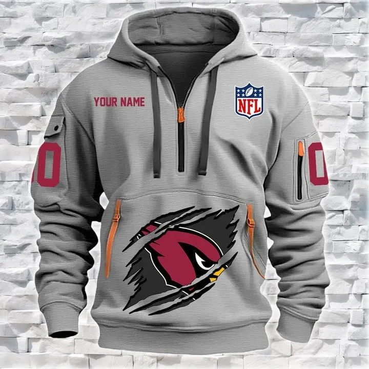 Arizona Cardinals New Personalized Heavy Hoodie Quarter Zip Hoodie