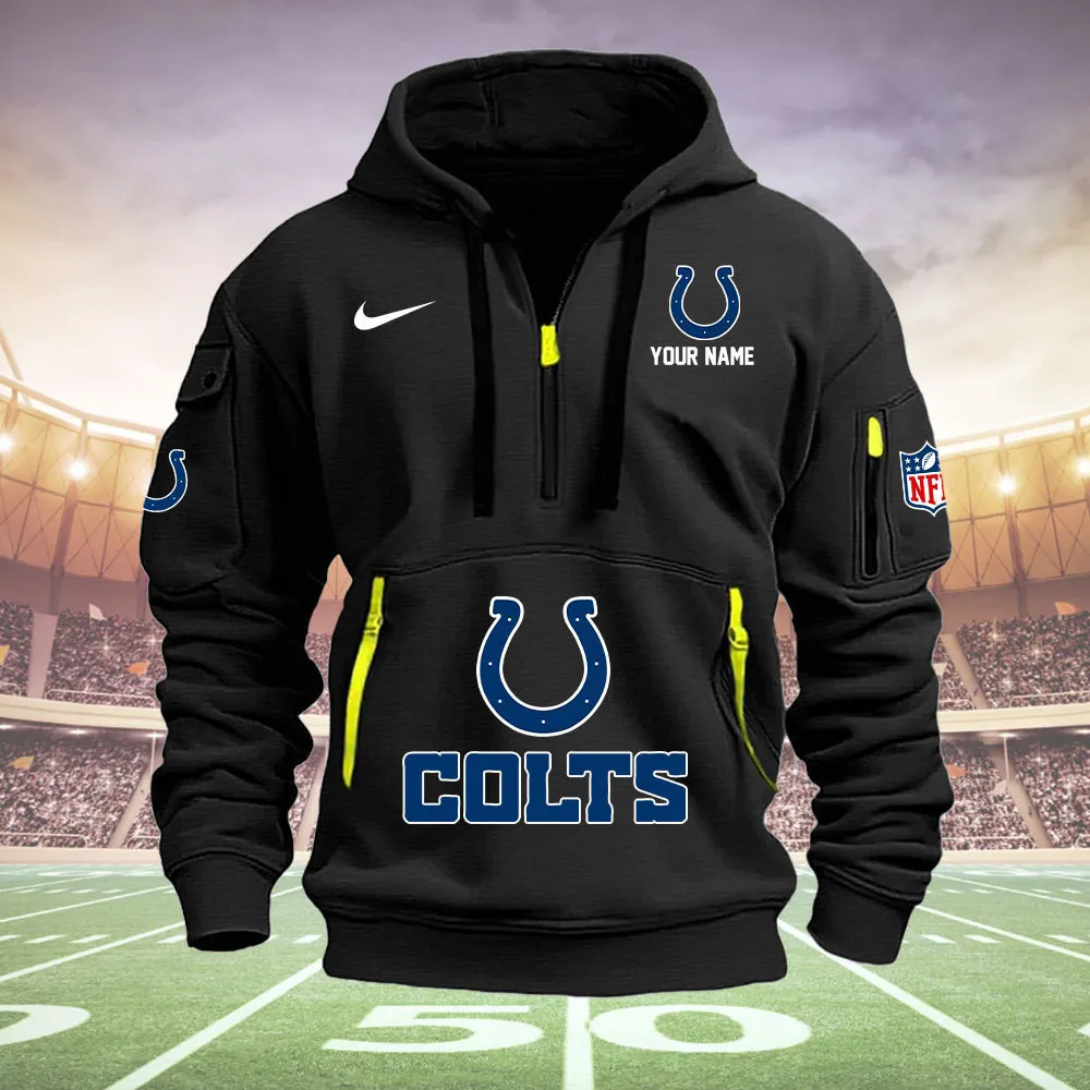 Indianapolis Colts New Personalized Heavy Hoodie Quarter Zip Hoodie For Fans