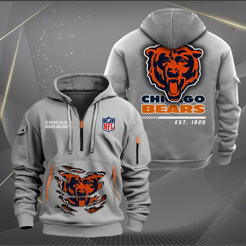 Chicago Bears New Customized Heavy Hoodie Quarter Zip Hoodie Limited Edition