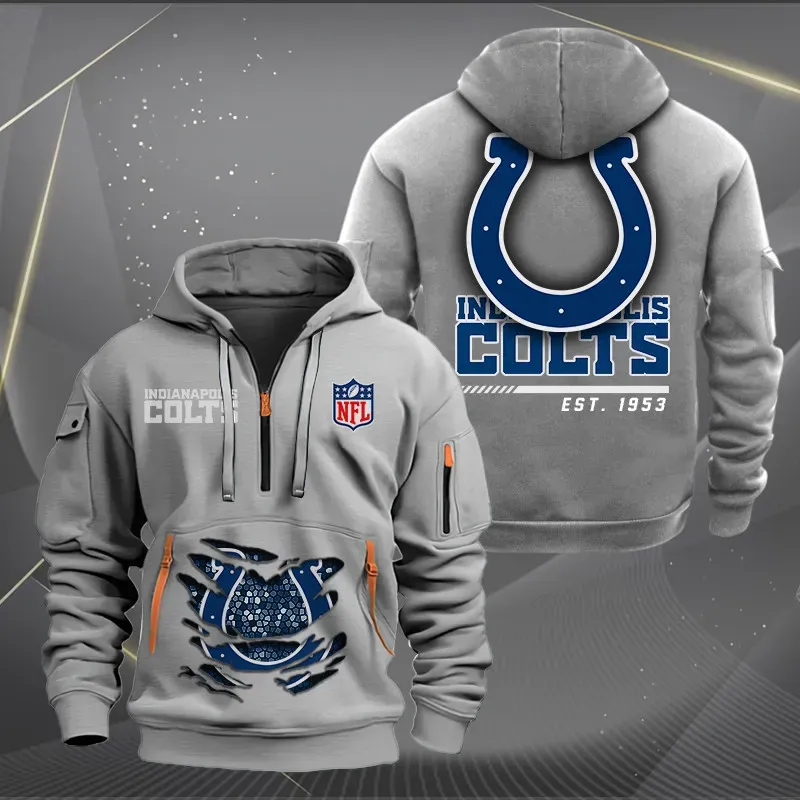 Indianapolis Colts New Customized Heavy Hoodie Quarter Zip Hoodie Limited Edition