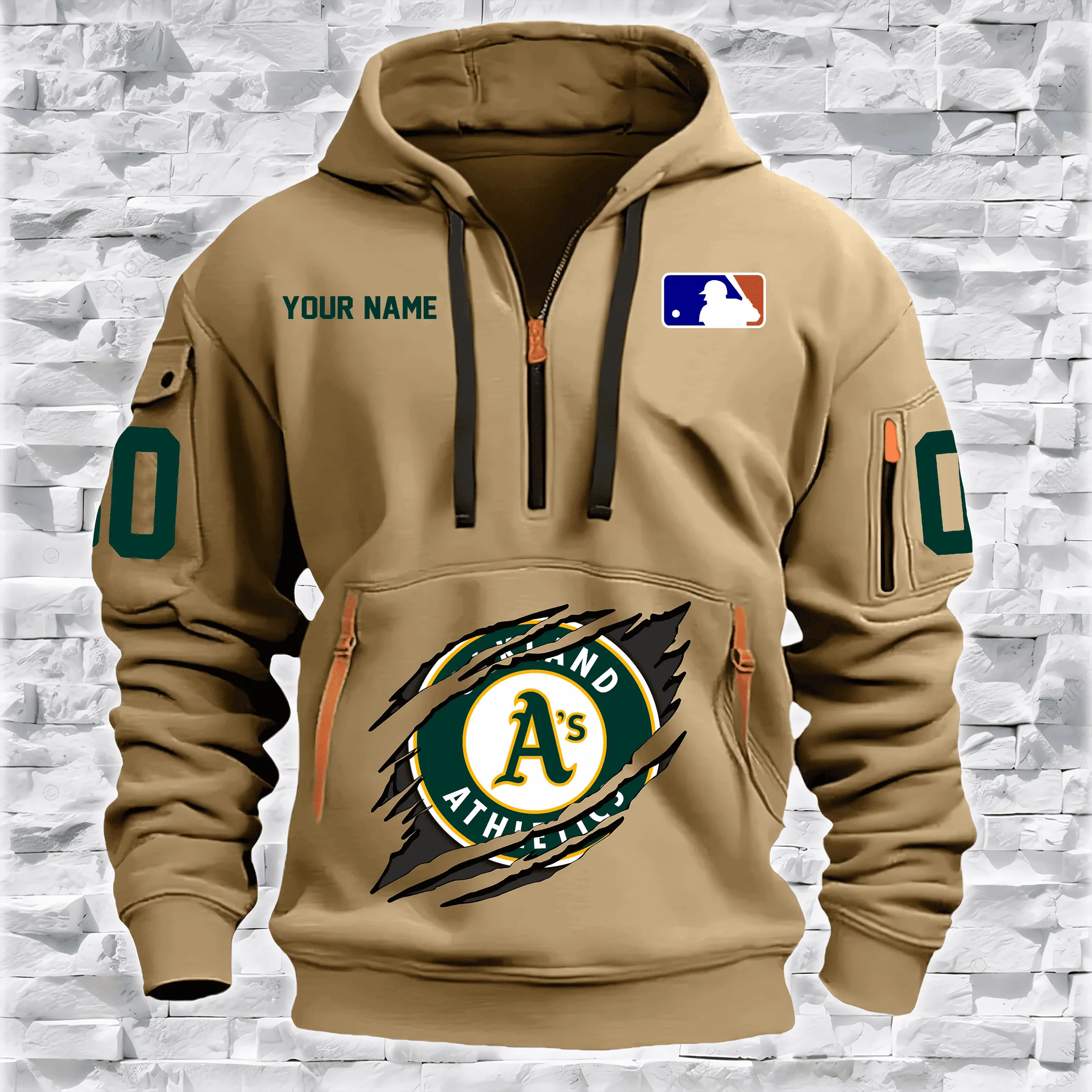 Oakland Athletics New Personalized Heavy Hoodie Quarter Zip Hoodie Limited Edition