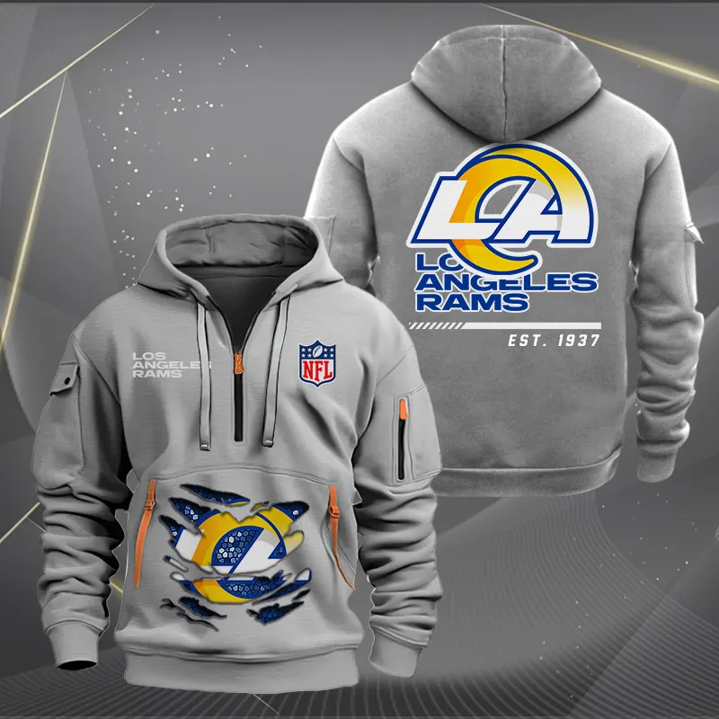 New Los Angeles Rams Personalized Heavy Hoodie Quarter Zip Hoodie Limited Edition