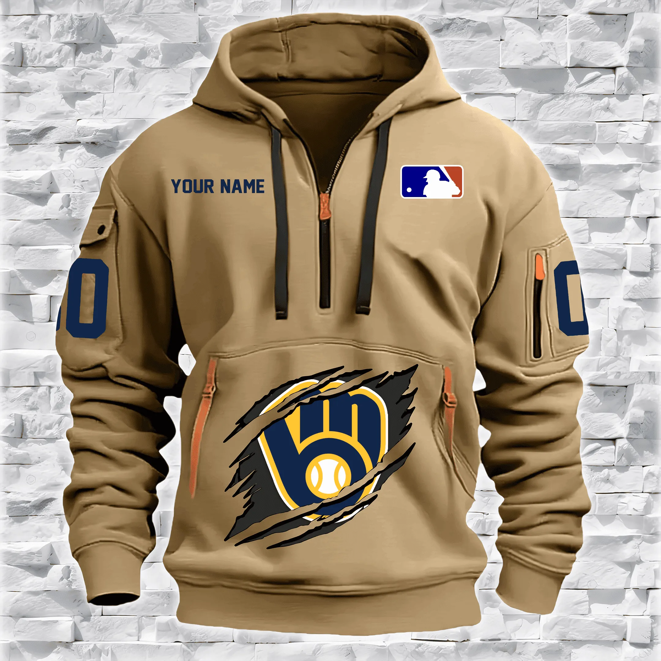 Milwaukee Brewers New Personalized Heavy Hoodie Quarter Zip Hoodie Limited Edition