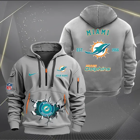 Miami Dolphins New Customized Heavy Hoodie Quarter Zip Hoodie Limited Edition