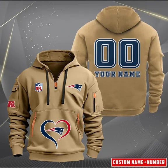 New England Patriots New Personalized Heavy Limited Edition Quarter Zip Hoodie