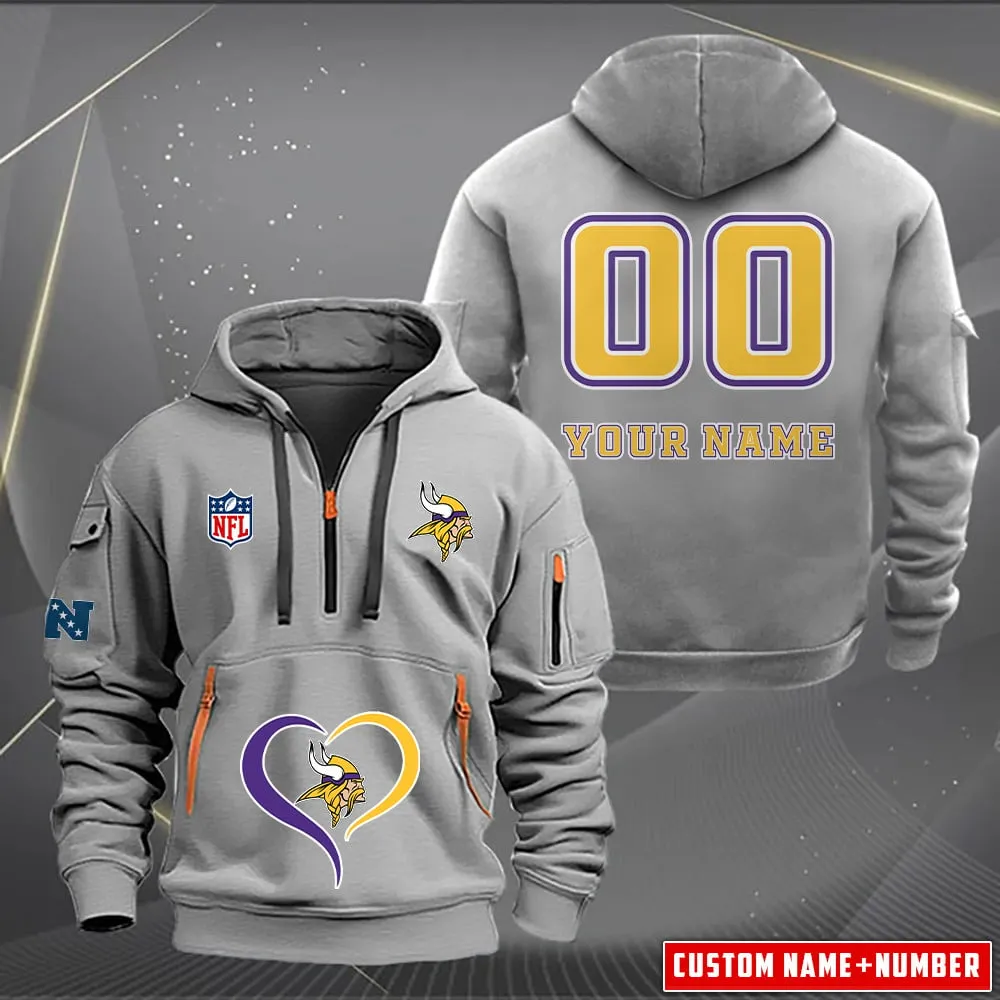 Minnesota Vikings New Customized Heavy Hoodie Quarter Zip Hoodie Limited Edition