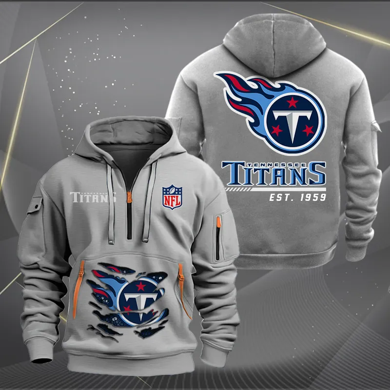 Tennessee Titans New Customized Heavy Hoodie Quarter Zip Hoodie Limited Edition