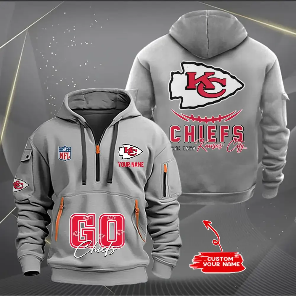Kansas City Chiefs New Personalized Heavy Half Zip Hoodie For Men Women