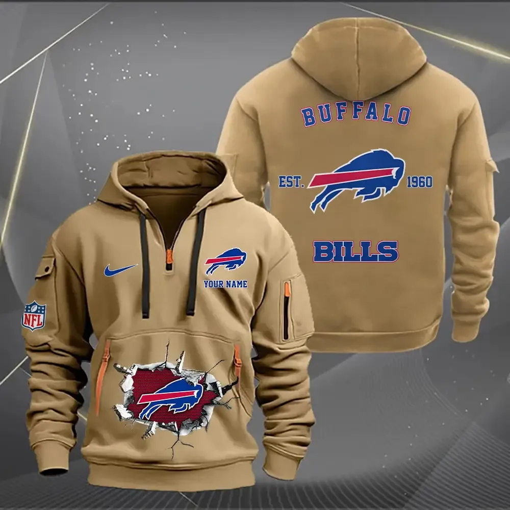Buffalo Bills New Personalized Heavy Hoodie Quarter Zip Hoodie For Sport Fans