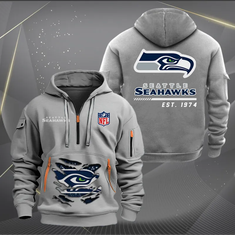 Seattle Seahawks New Customized Heavy Hoodie Quarter Zip Hoodie Limited Edition