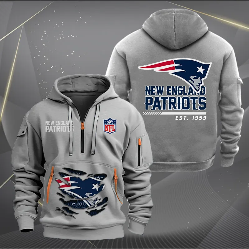 New England Patriots New Customized Heavy Hoodie Quarter Zip Hoodie Limited Edition