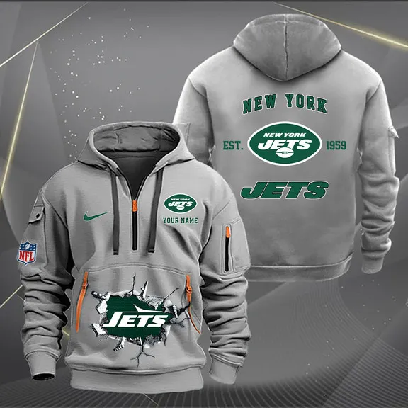 New York Jets New Personalized Heavy Hoodie Quarter Zip Hoodie Limited Edition