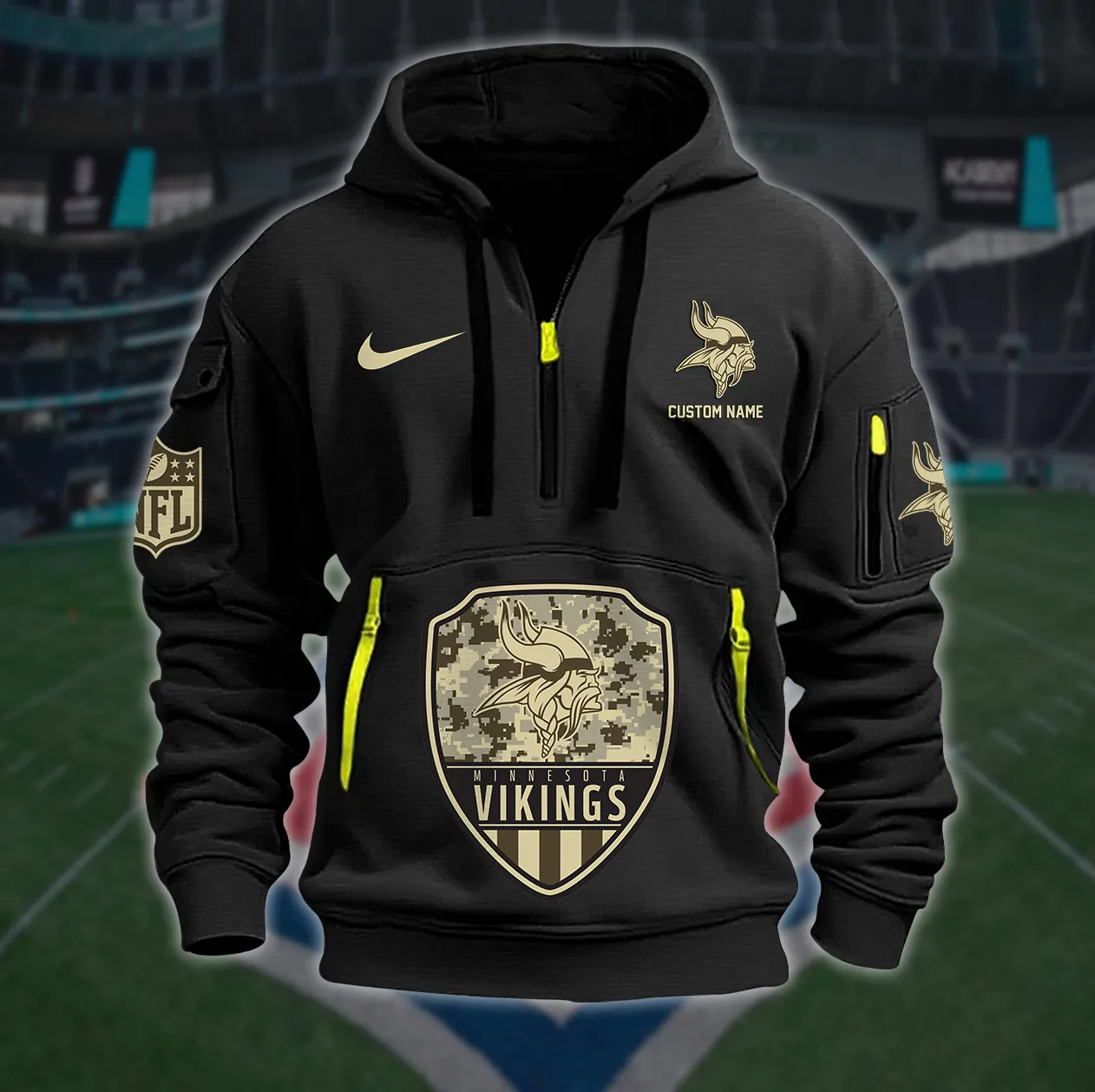 Minnesota Vikings New Personalized Heavy Hoodie Quarter Zip Hoodie Limited Edition