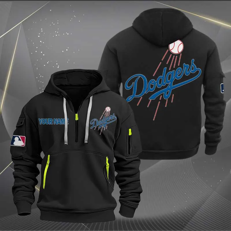 Los Angeles Dodgers Heavy Quarter Zip Hoodie For Men Women